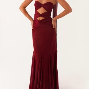 Peppermayo Deep Red Strapless Dress